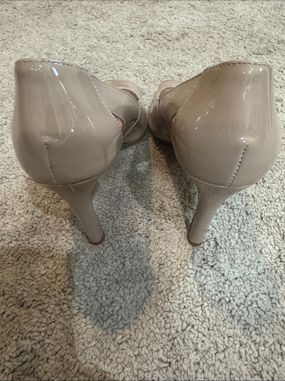 Vince Camuto Nude Patent Open-Toe Heels - Picture 3 of 5